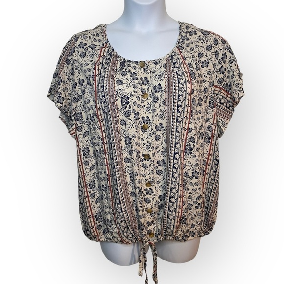 Como Blu Woman Tie Front Button up Blouse 
Size 1X - Picture 1 of 7